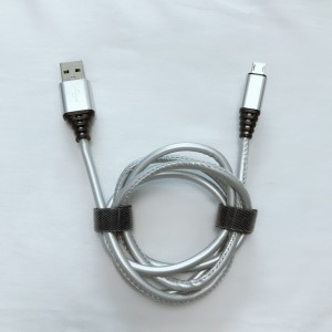 PU-nahka nopeasti ladattava pyöreä USB-kaapeli mikro-USB, tyyppi C, iPhonen salamalataus ja synkronointi