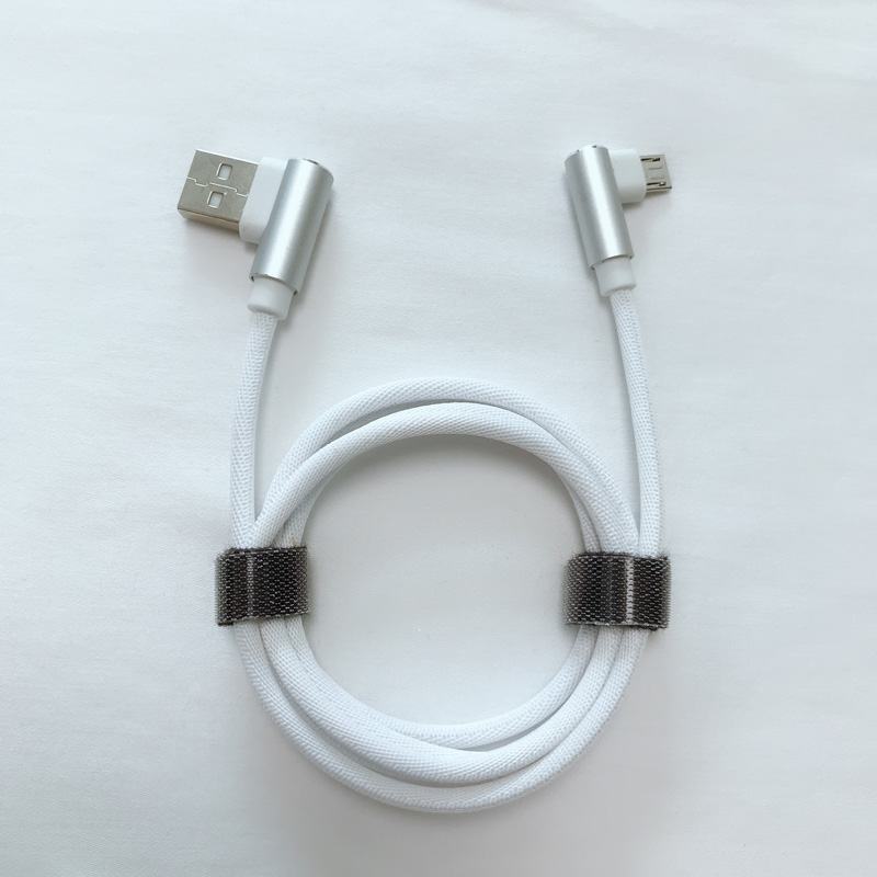 Kaksinkertainen suorakulmainen punottu, nopeasti ladattava pyöreä alumiinikotelo-USB-datakaapeli mikro-USB: lle, tyyppi C, iPhonen salaman lataus ja synkronointi